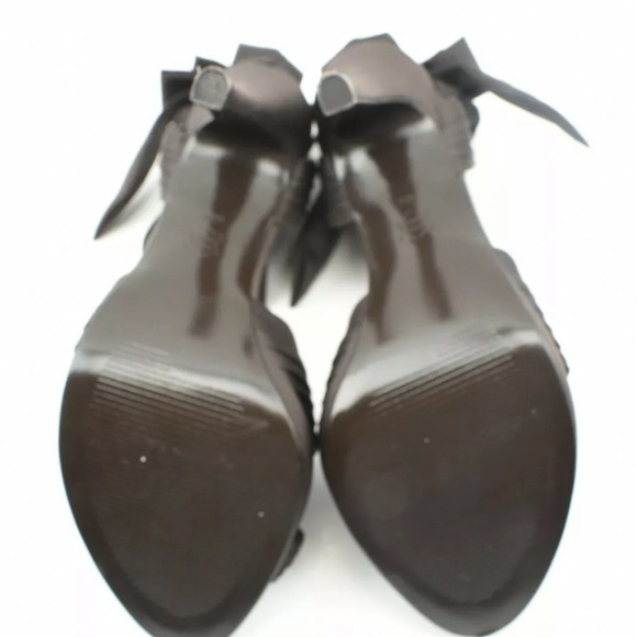 Brown Satin Heels Size 6 Ankle Strap Open Toe - Picture 5 of 8